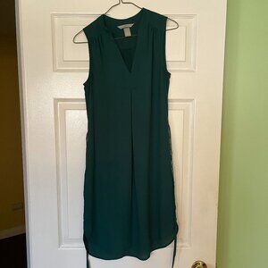 H&M green tie belt dress